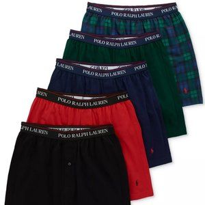New Polo Ralph Lauren Men's 5 Pack Classic Cotton Knit Boxers Size M